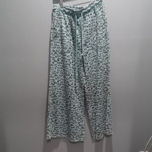 Easel Blue Leopard Print Cropped Pants